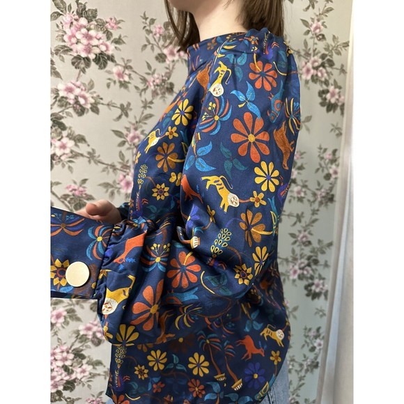 Soi Paris Blue Blouse Victoire Jaipur Mon Amour Sezane Style Sz 44, L-XL - Picture 15 of 16